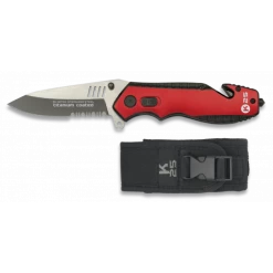 Couteau Pliable Rouge Et Noir Lame 8.4 Cm